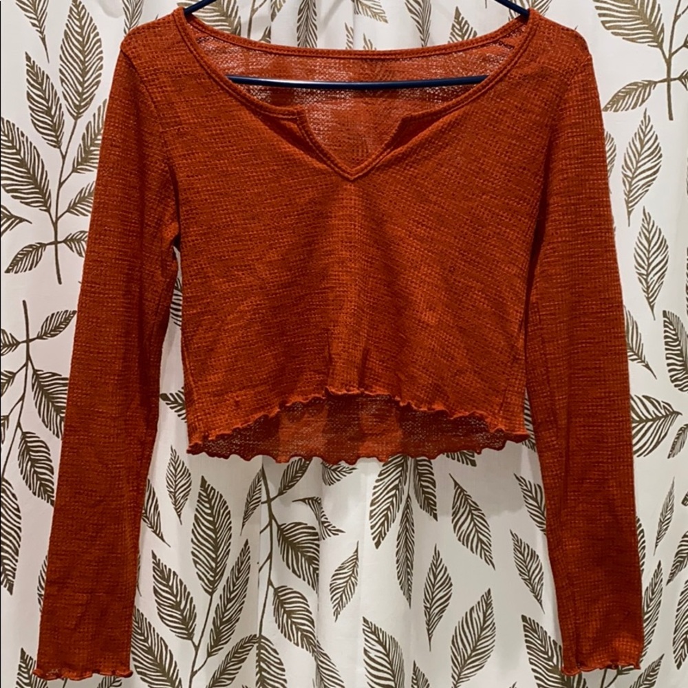 Long sleeve orange crop top